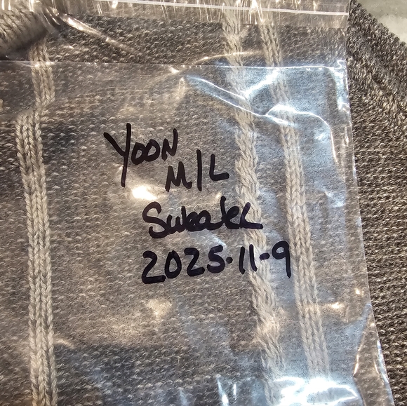 YOON Wool Cashmere Blend Cable Knit Turtleneck Sweater Brown Cream M/L - Picture 10 of 10